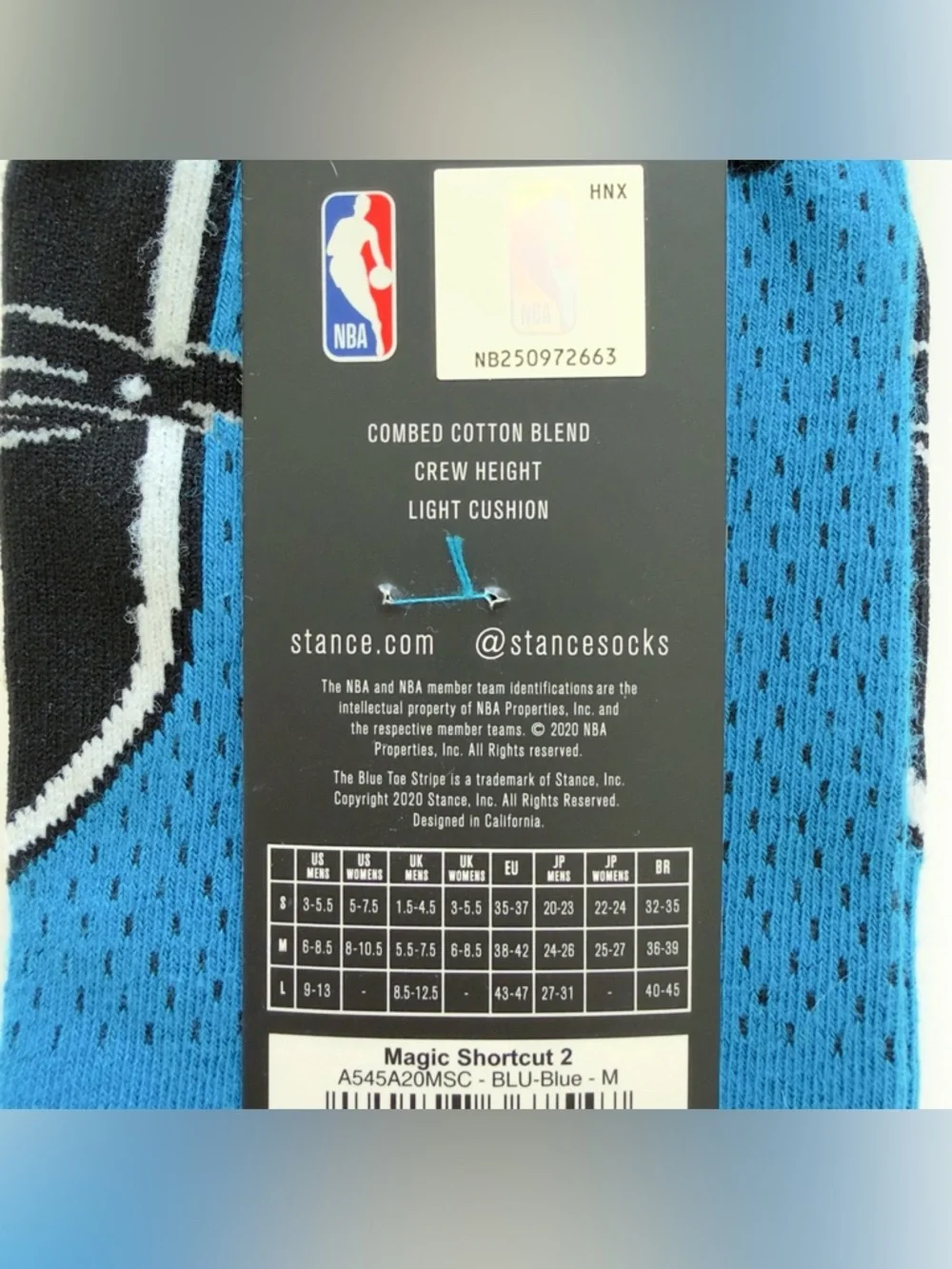 Stance Orlando Magic Shortcut Crew Socks Medium Mens Womens NBA Fan Gear Blue
